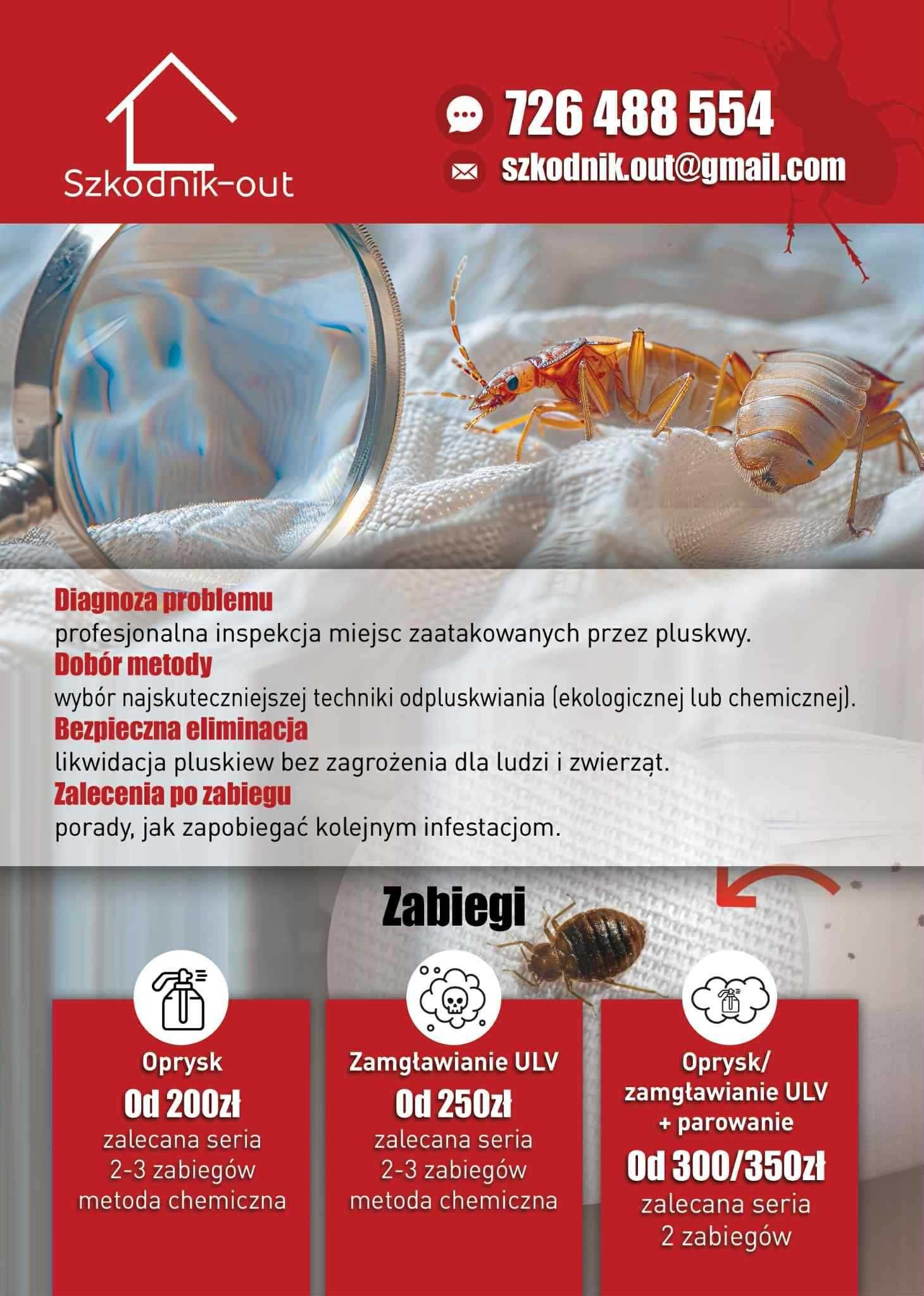 Dezynsekcja, Deratyzacja, Odpluskwianie, mrówki, prusaki, Wrocław