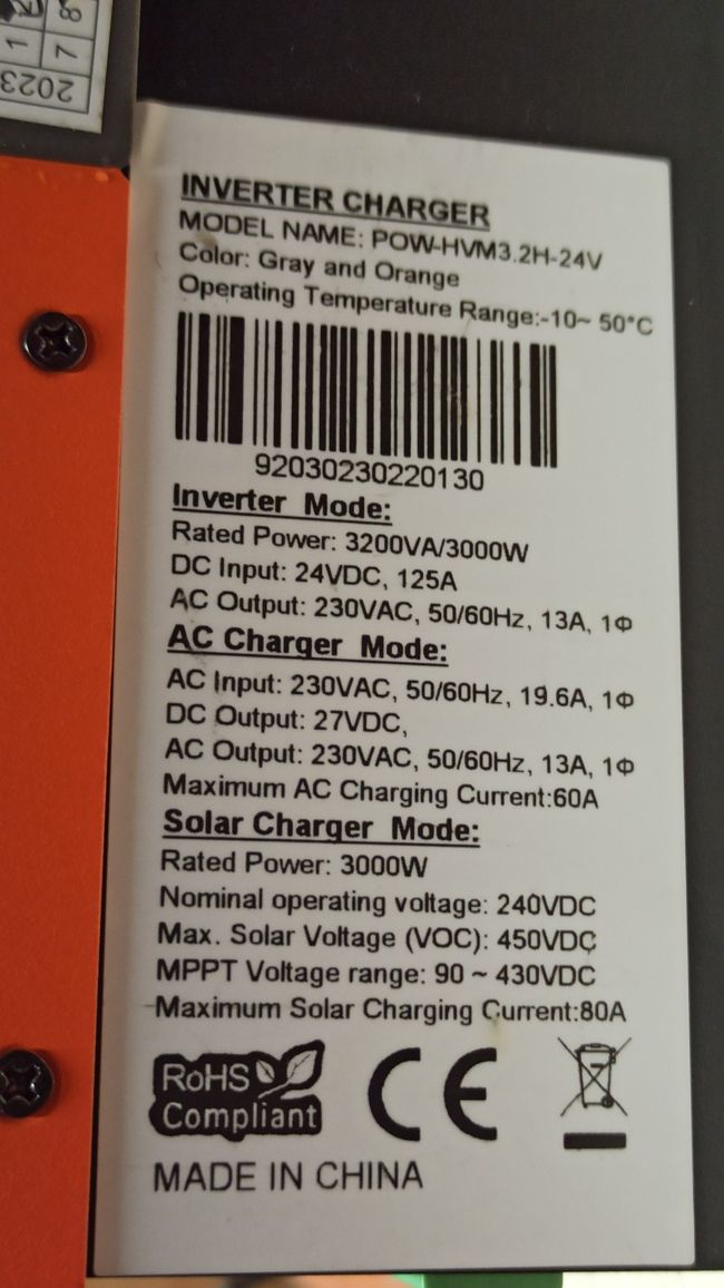Инвертор PowMr 3.2 кВт, POW-HVM3.2H-24v-24V
