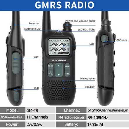 Baofeng GMRS-T8 рации 2шт.