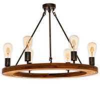 Żyrandol rustykalny 70 cm drewniany fazowany lampa koło