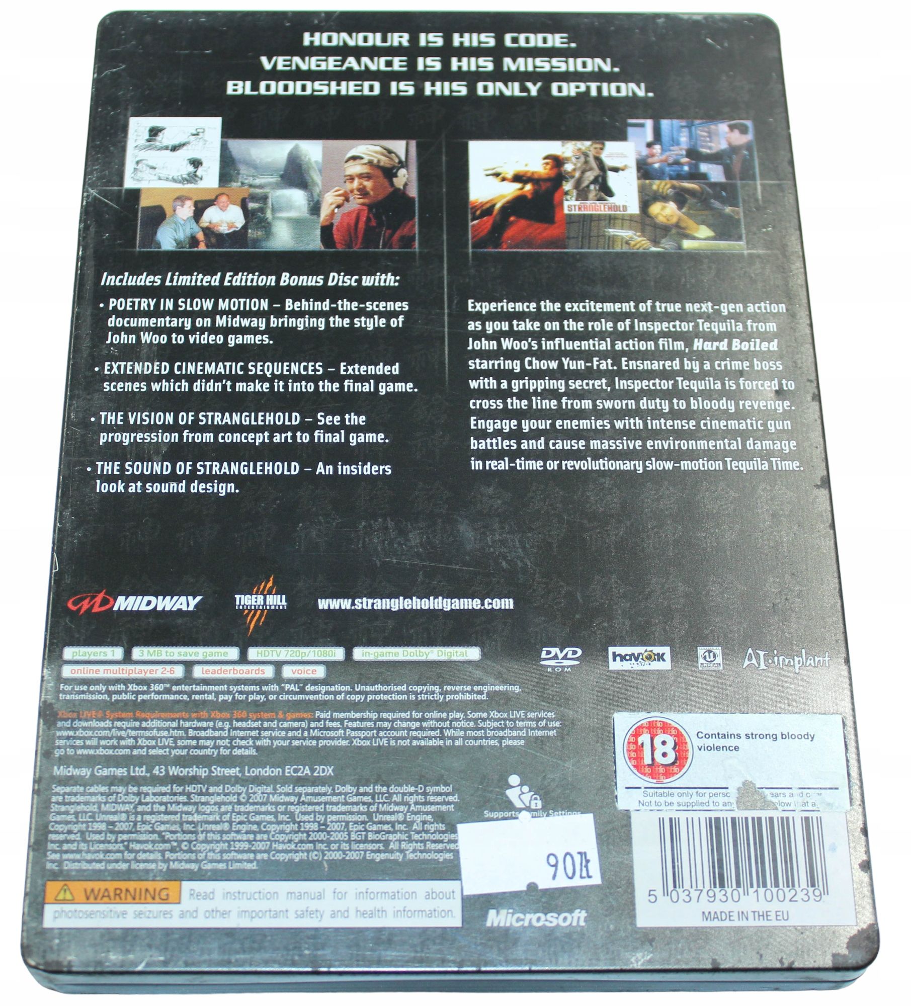 John Woo Presents Stranglehold Steelbook Xbox 360