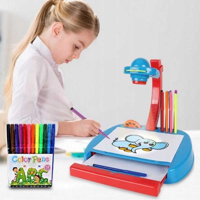 #888 Niebieski projektor do rysowania szuflada mazaki 4 in 1