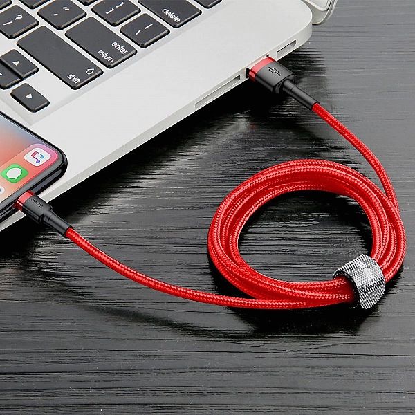 Kabel Baseus Cafule USB-A / Lightning 2.4A QC 3.0/0.5 m - czerwony