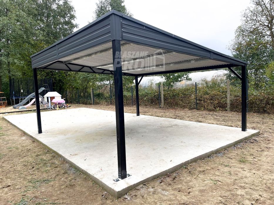 Wiata samochodowa CarPort 6x5,8m - antracyt - dach spad w tył GP487