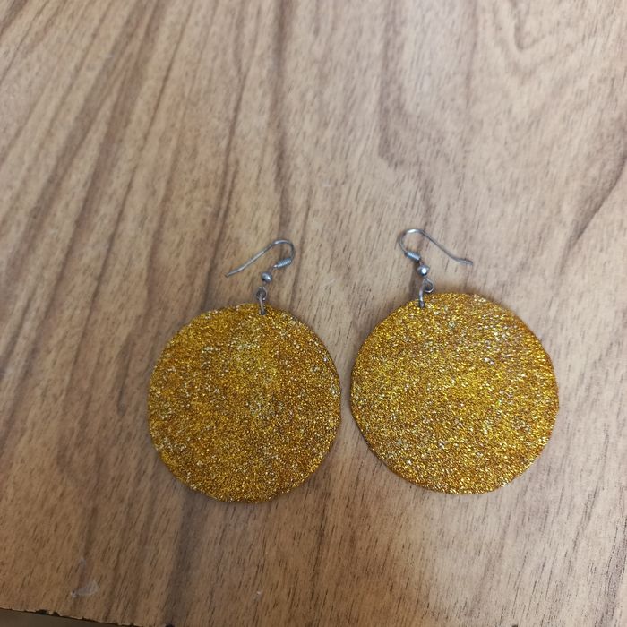 Сережки круглі з золотим глітером