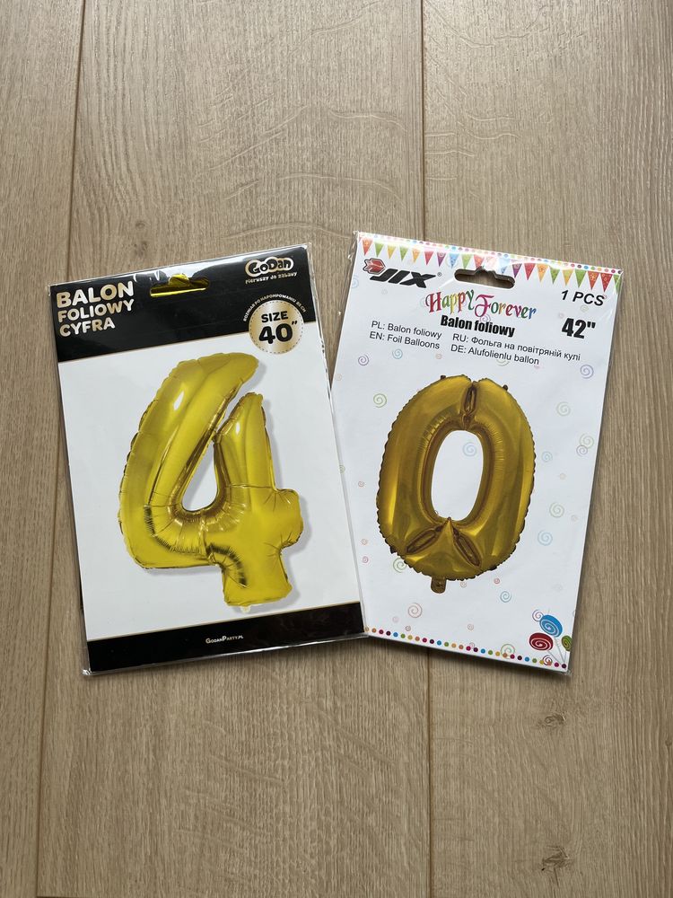Duże balony złote foliowe cyfry 40 czterdziestka urodziny czterdzieste