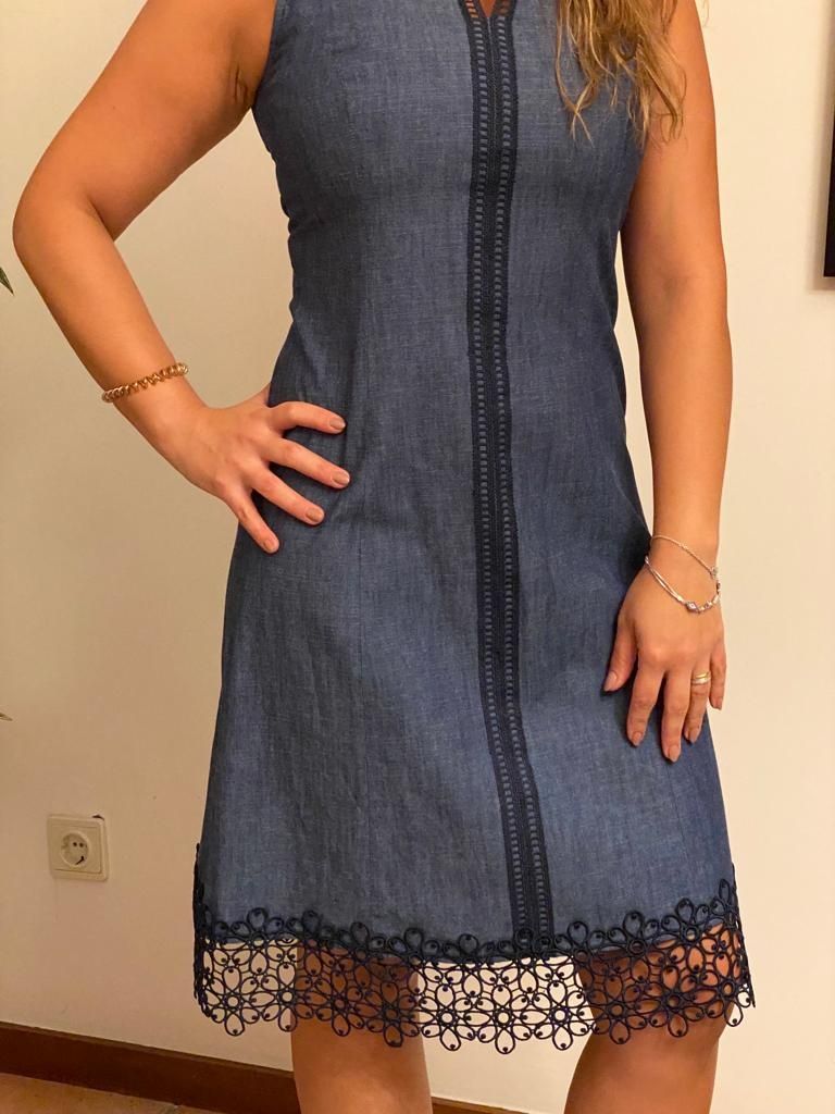 Vestido ganga azul Karl Lagerfeld NOVO (denim dress new)