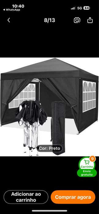 Tenda aberta e fechada