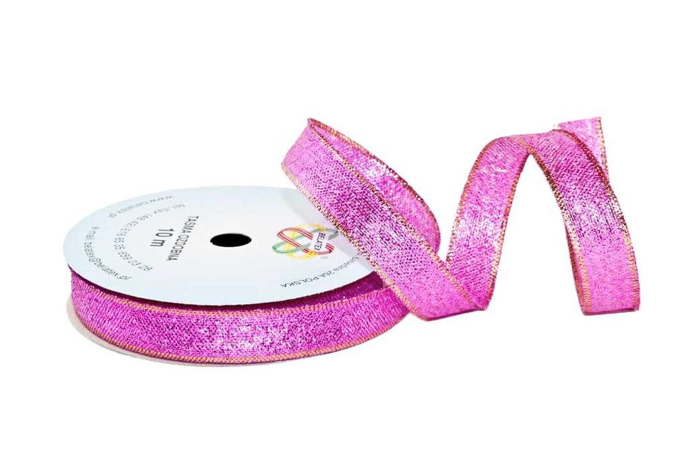 Zestaw wstążek tkanych metalicznych brokatowych 2cm/10m - 11 sztuk