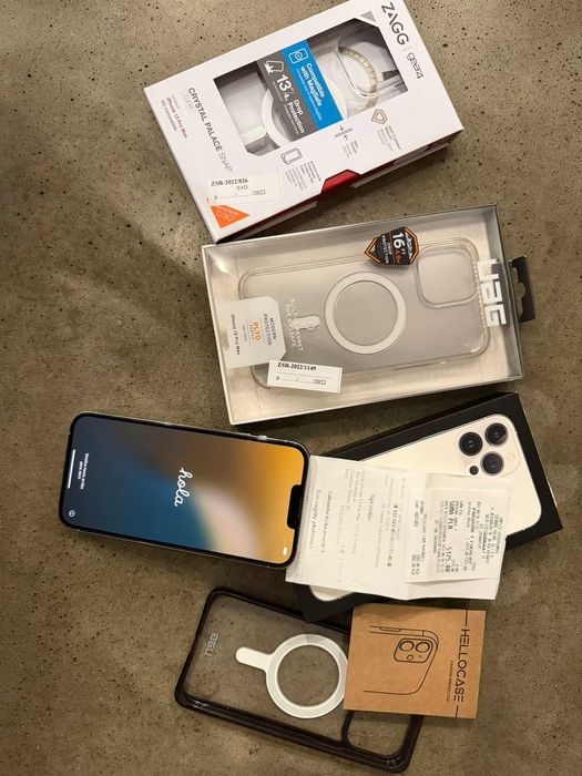 iPhone 13 Pro Max biały 128GB, obudowy, szkło hartowane, jak nowy