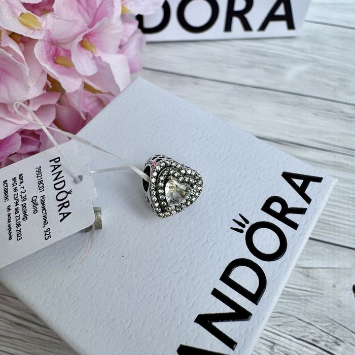 Шарм Пандора оригінал «Біле серце» Pandora намистина підвіска