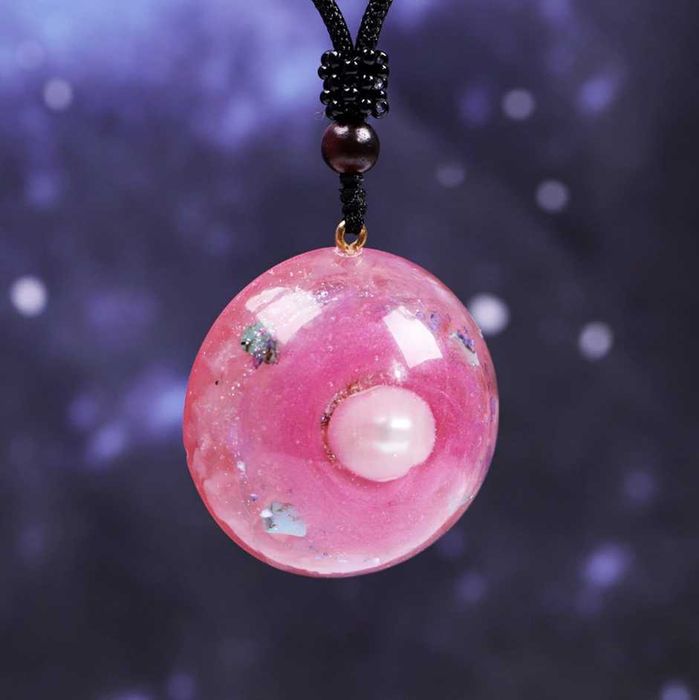 Piękny Naszyjnik Prawdziwa Perła Kwarc Różowy Prezent Orgonit