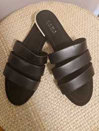 Buty klapki z czarnej skóry Zara 39
