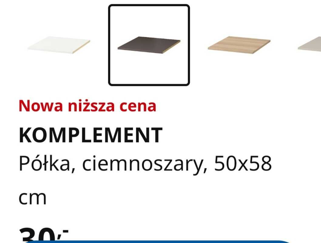 Pax komplement półka ciemnoszary 50x58 ikea