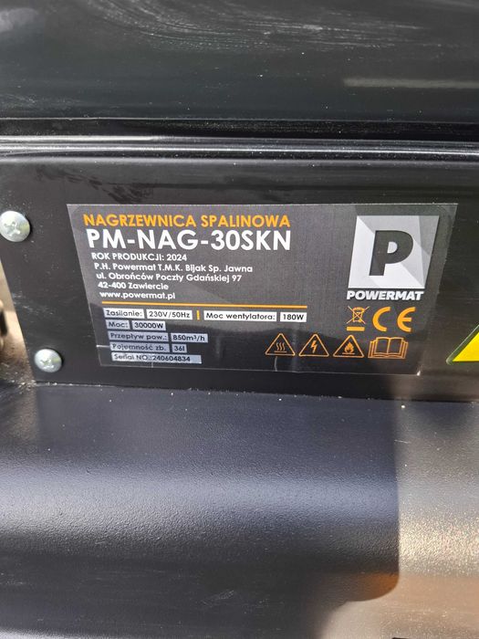 Nagrzewnica spalinowa 30 kW z odprowadzeniem spalin, kominem, zestaw