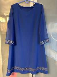 Sukienka niebieska habrowa rozmiar 46 wesele komunia