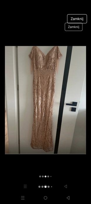 Przepiękna sukienka suknia maxi syrenka cekiny świadkowa wesele XS S