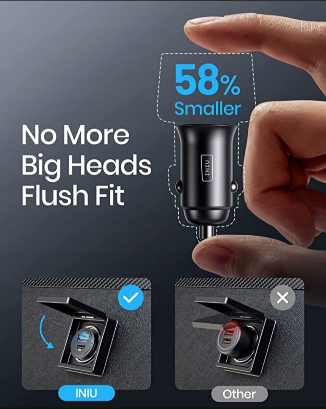 Ładowarka samochodowa USB typ C INIU 3000 mA