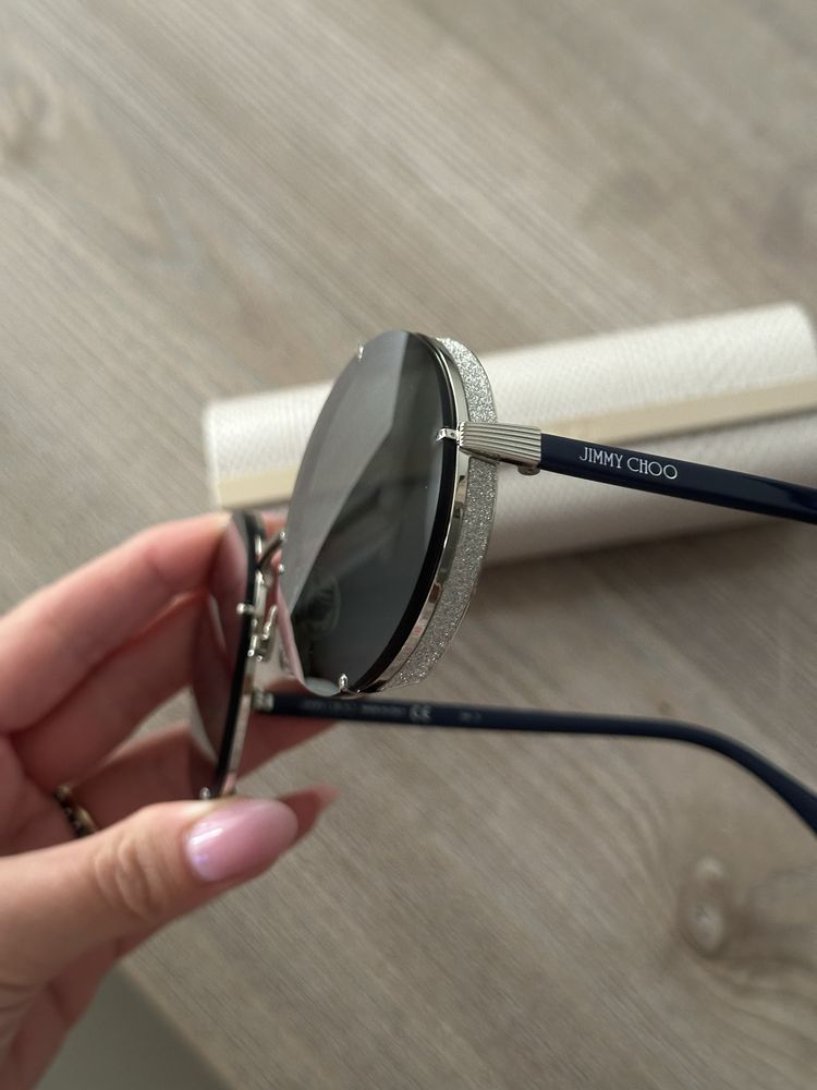 Okulary JIMMY CHOO Lilo/S nowe etui srebrne lustra