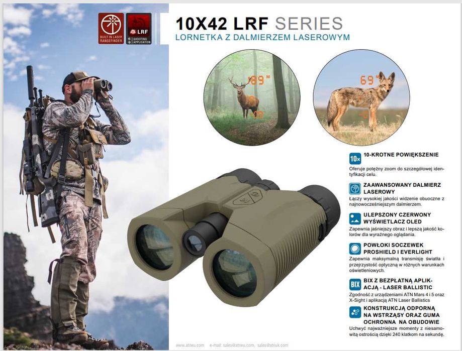 Lornetka z dalmierzem 2000m ATN 10×42 LRF Dalmierz Binocular Warszawa