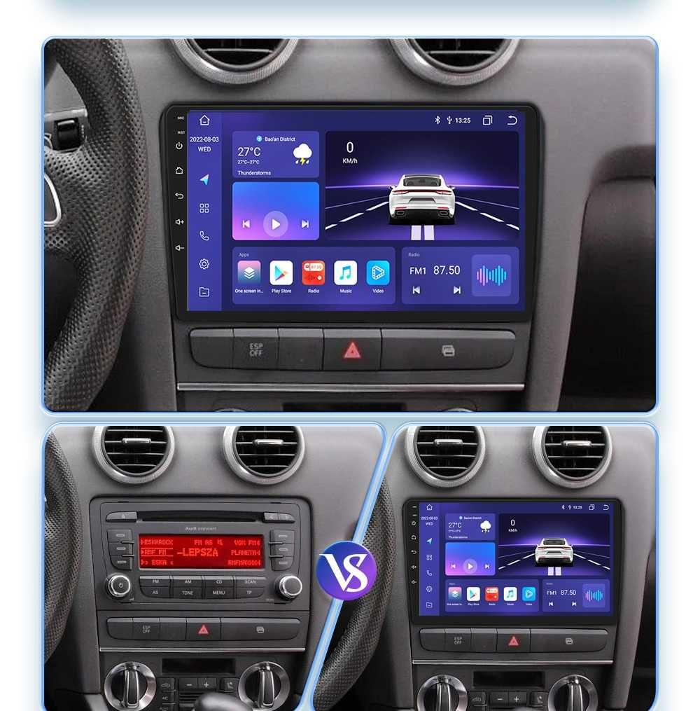 Radio DAB+ CarPlay Android WiFi GPS DVD DSP MP3 MP4 SD USB Audi A3 8P