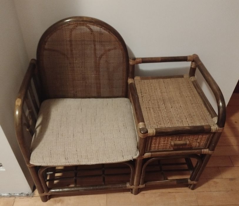 Rattanowe siedzisko z szufladą