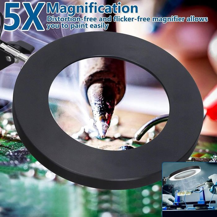 Lampa biurkowa LED 2 w 1 z powiększeniem 8 dioptrii