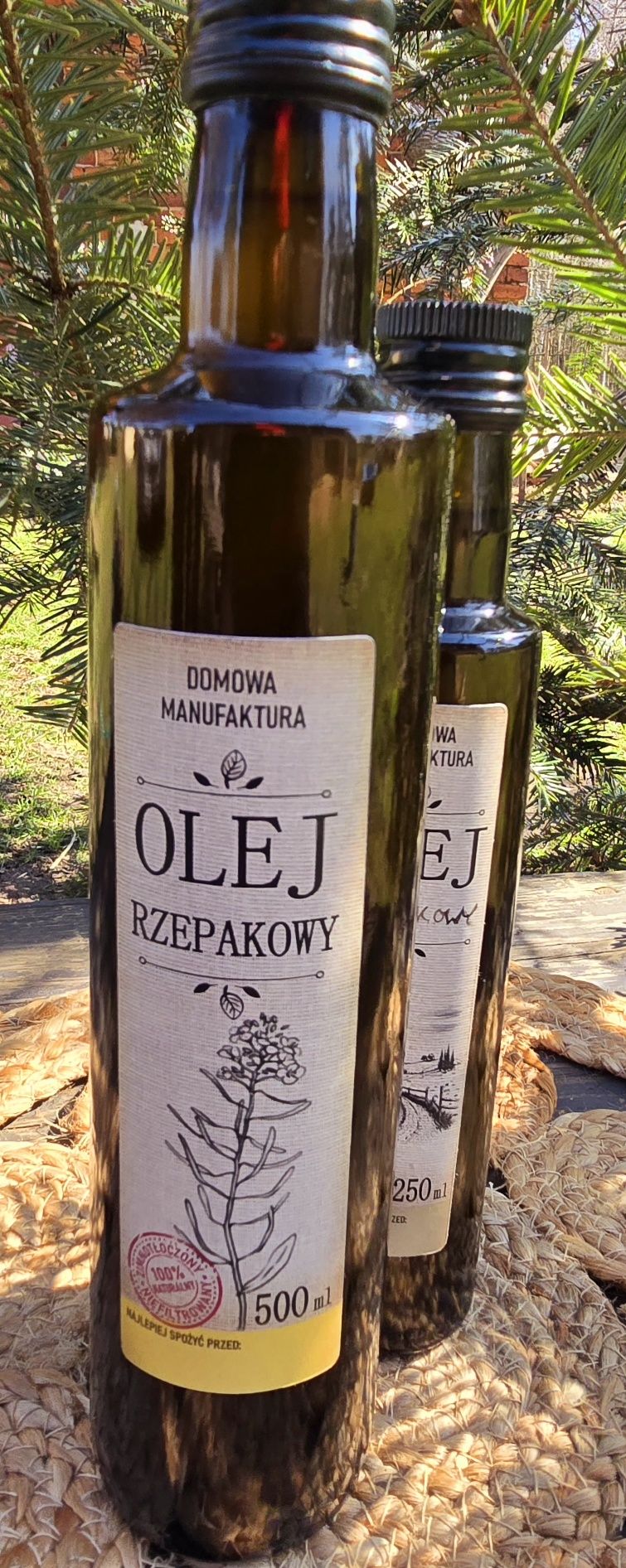 Olej Rzepakowy 500 ml Świeżo Tłoczony na Zimno - 100% Naturalny