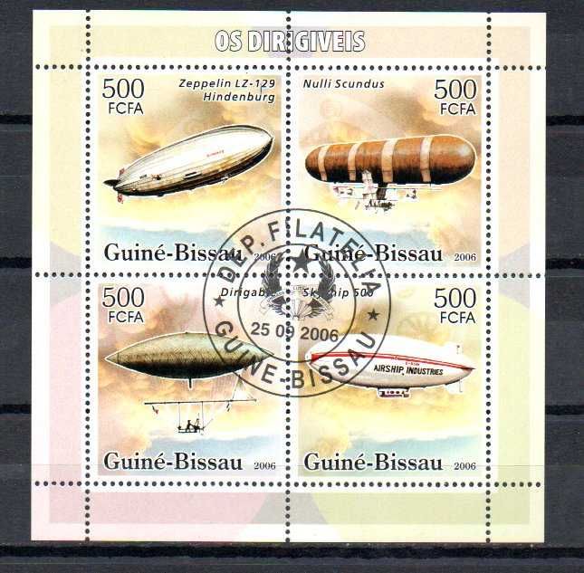 Znaczki Gwinea - Bissau - Zeppeliny , zeppelin arkusik