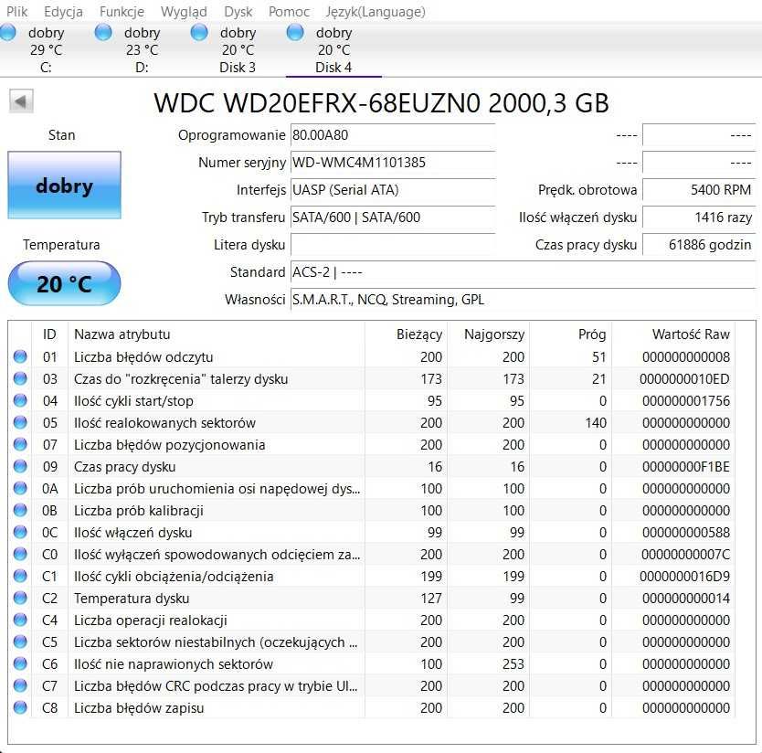 Western Digital WD20EFRX 2TB SATA III 3,5 - X2 4TB !OKAZJA!