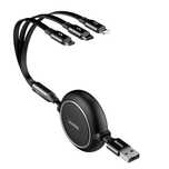 BASEUS kabel zwijany 3w1 USB A do Micro USB / Lightning / Typ C 3,5A