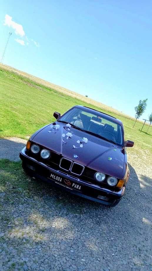 Samochód do ślubu klasyczne BMW seria 7 E32 1987r bordowy - Rzeszów