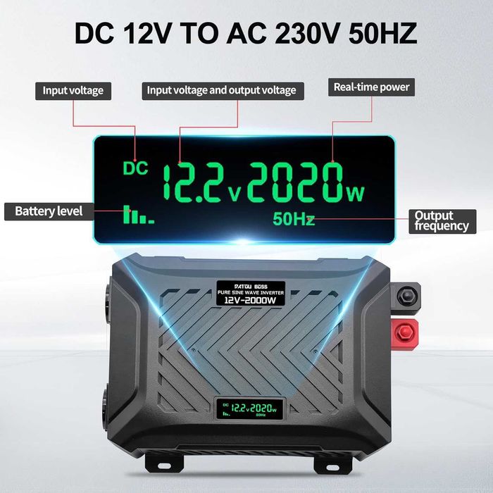 DATOUBOSS przetwornica 12V 220V czysta fala sinusoidalna 2000W / 4000W