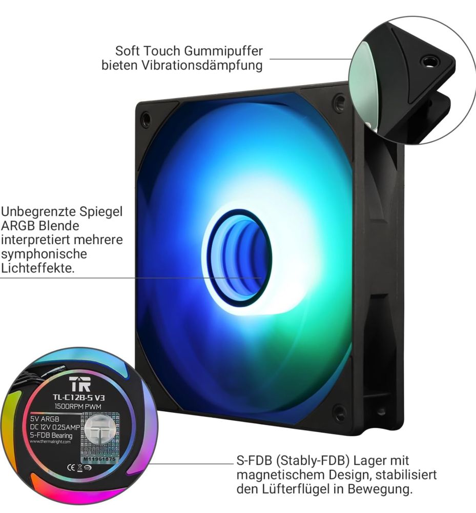 Thermalright TL-C12B-S V3 120 mm ARGB wentylator CPU