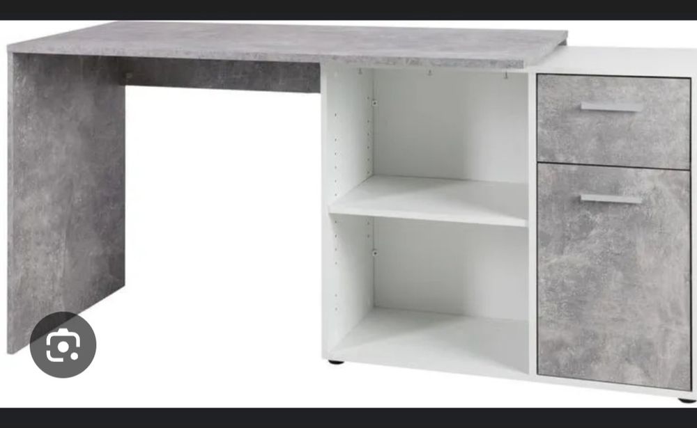 Biurko narożne ze zmianą pozycji białe