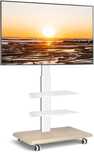 Biały stojak TV RFIVER z półkami, do 65", VESA 400x400, 35 kg