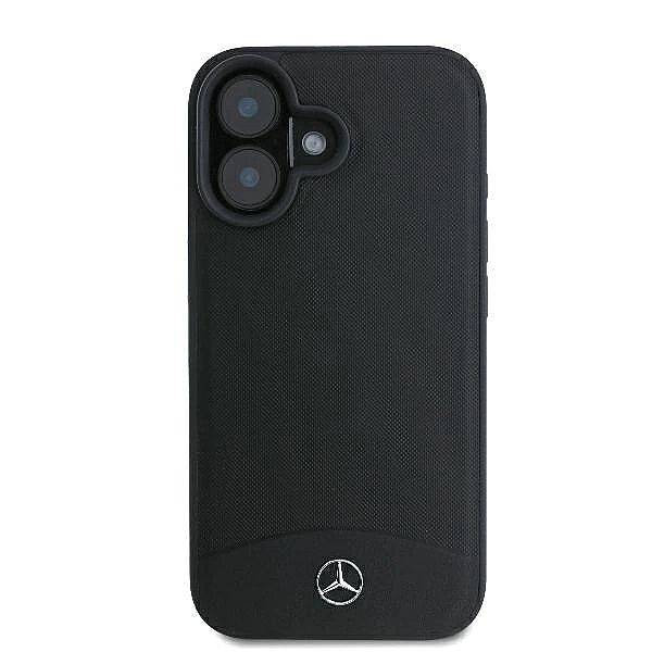 Etui Mercedes Textured And Plain Leather MagSafe na iPhone 16 - czarne