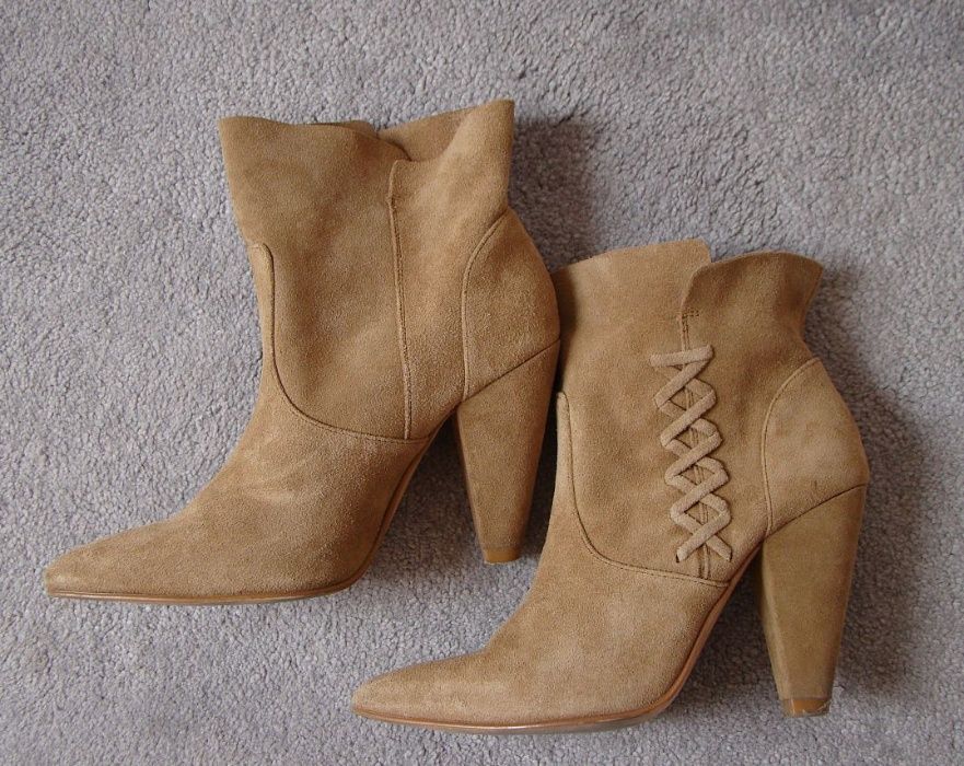 ZARA skóra dwoina BOTKI camel KOWBOJKI 37