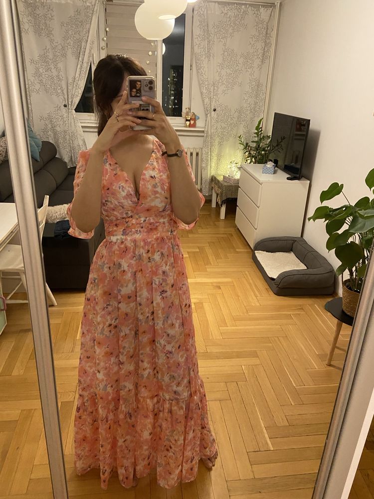 Mohito Nowa maxi długa sukienka w kwiaty sukienka weselna rozmiar 36 S