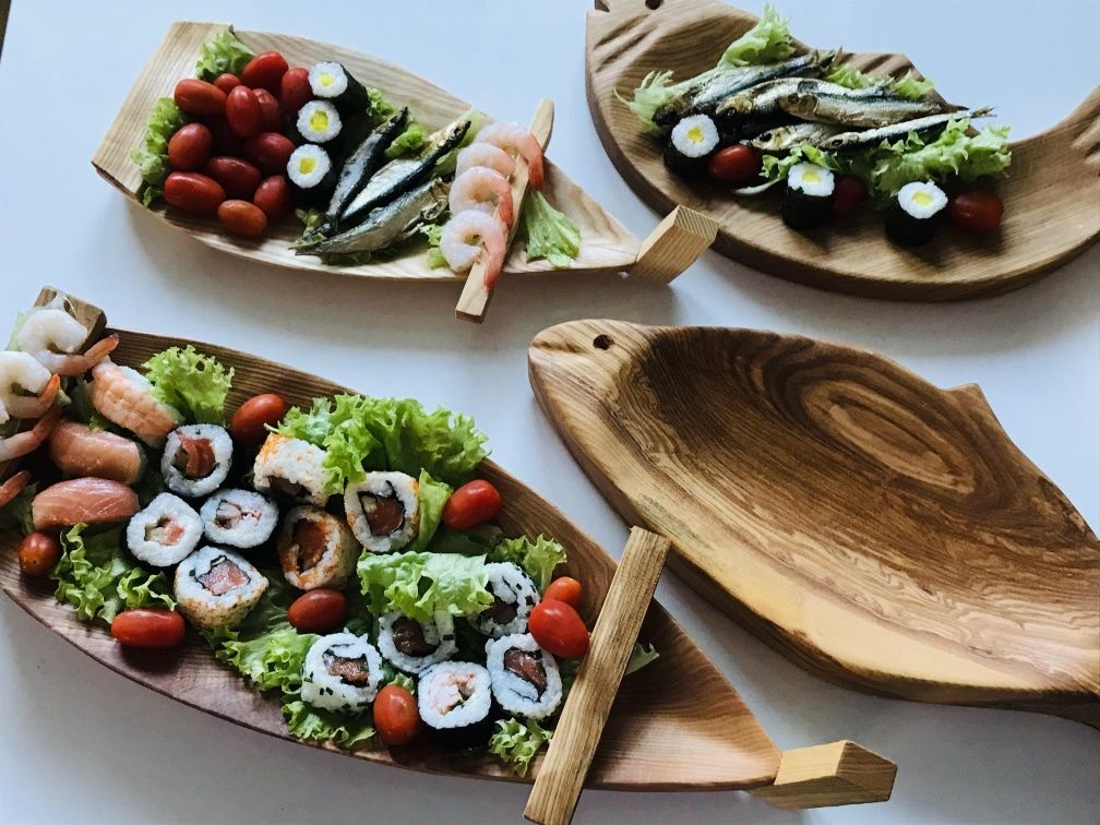 Łódka na sushi taca OBROTOWA statek na sushi 40cm