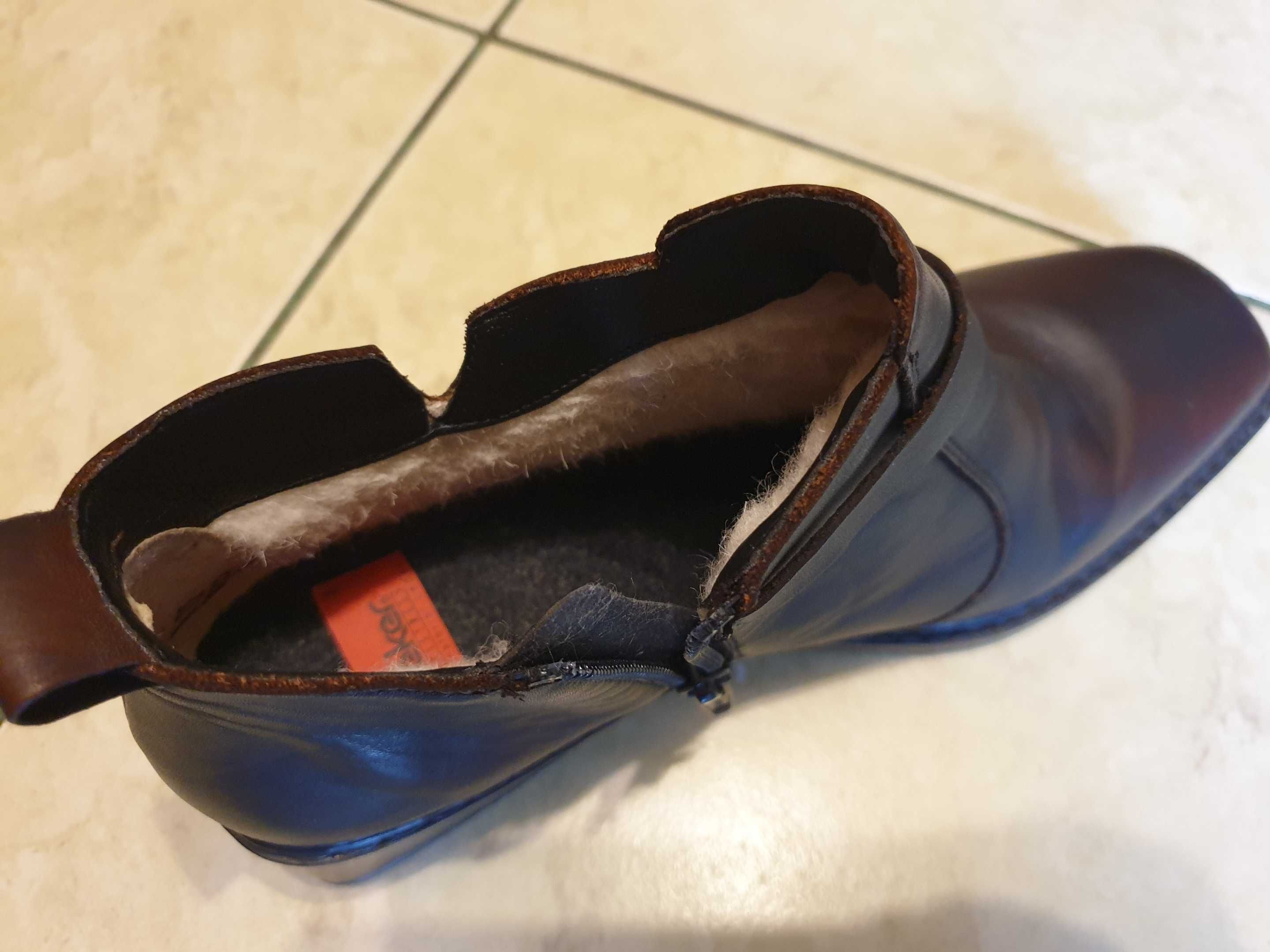 Buty Rieker skórzane jesienno-zimowe z futrem