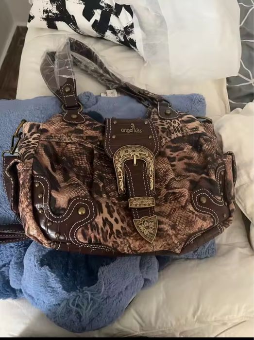 Сумка вінажна коричнева angel kiss brown leopard оригінал vintage bag