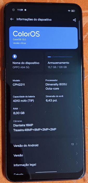 OPPO A94 5G (6.43'' - 8 GB - 128 GB - Preto)