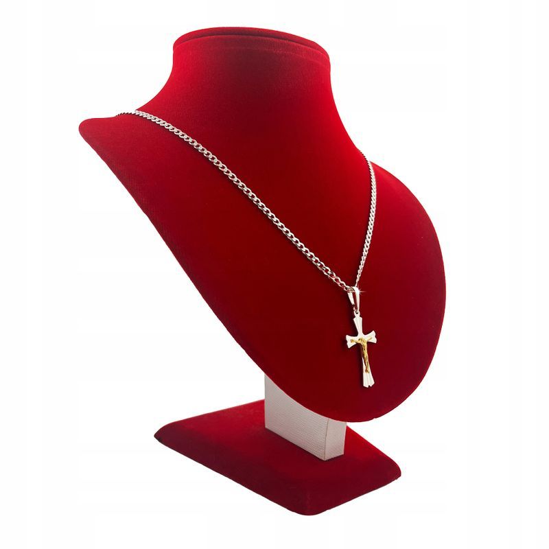 Srebrny Łańcuszek Pancerka Z Krzyżykiem 45 Cm 3 Mm Prezent Dla Syna, W