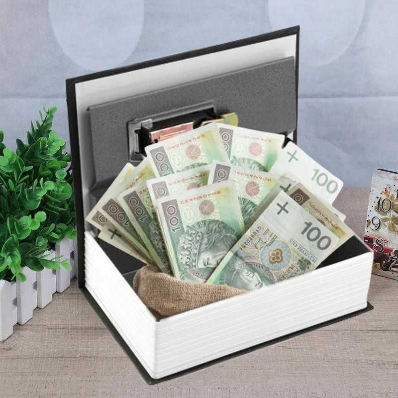 sejf książka na pieniądze kasetka metalowa ukryty schowek skarbonka