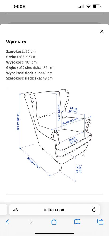 Ikea STRANDMON uszak fotel+podnużek