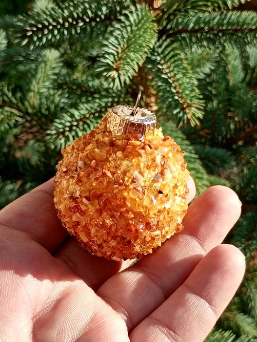 Bombka z bursztynu hand made nowa pakowana na prezent rozmiar s