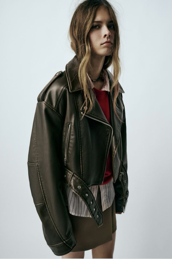 Куртка кожанка косуха Zara XS новая