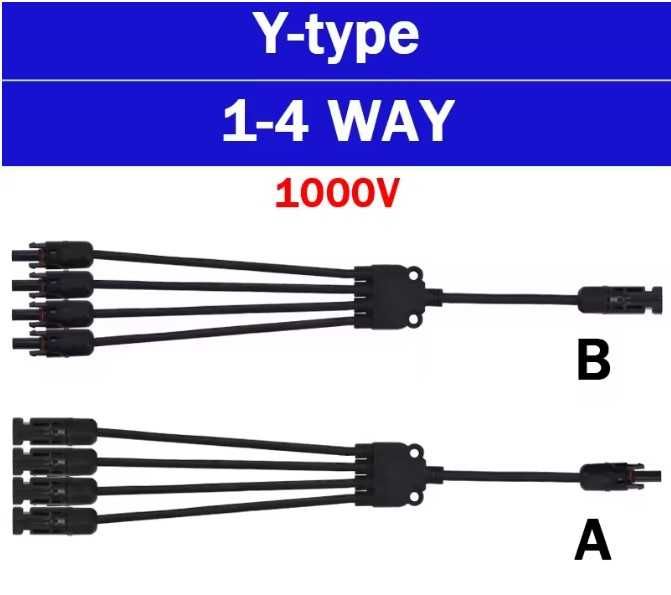 Conector Solar Fotovoltaico Tipo Y 4 painéis solares 1000v