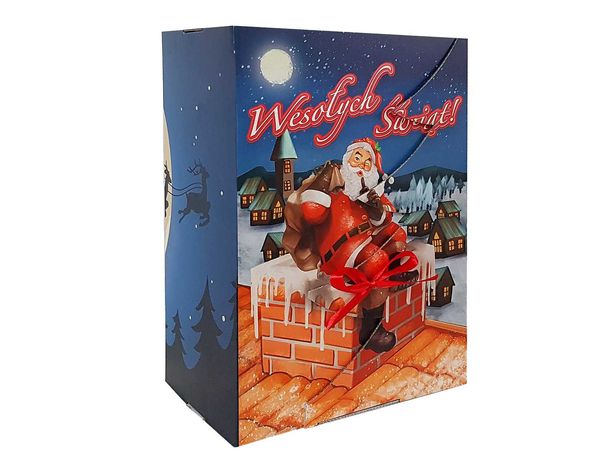 35x25x15 CM Pudełko prezentowe z Mikołajem i choinką dla dzieci